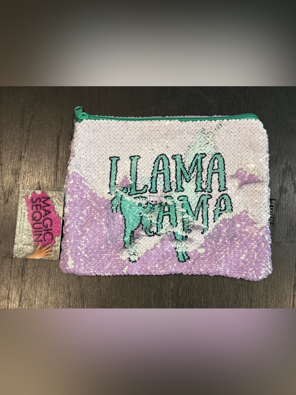 New Style Lab Magic Sequin Llama Drama Cosmetic Pouch